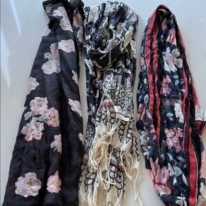LOFT Floral and Patterned Scarf Trio (2 ♾️, 1 regular scarf) *New